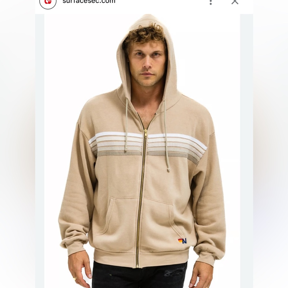 Aviator Nation Tan Zip Up Sweater